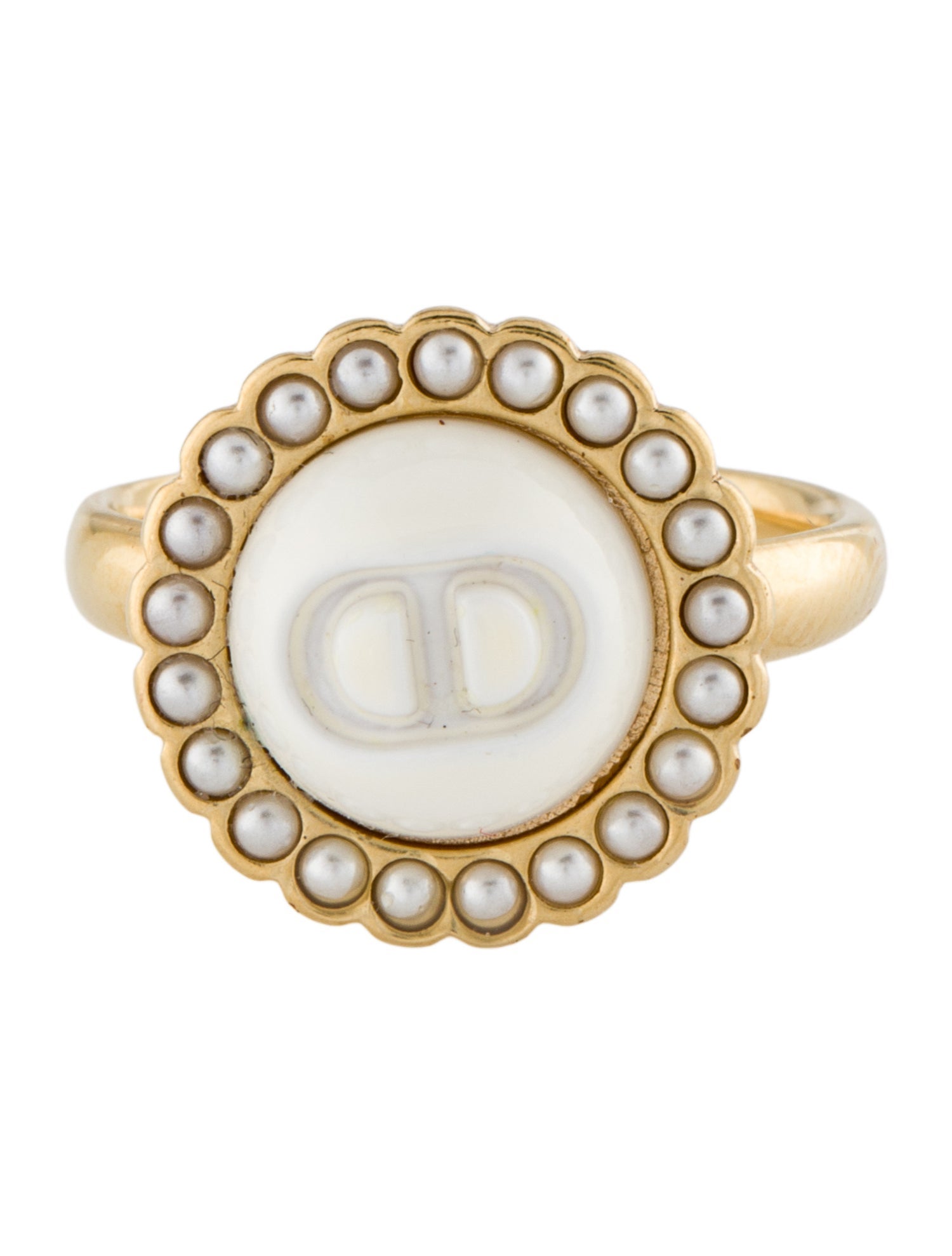 Christian Dior Faux Pearl & Resin Cocktail Ring
